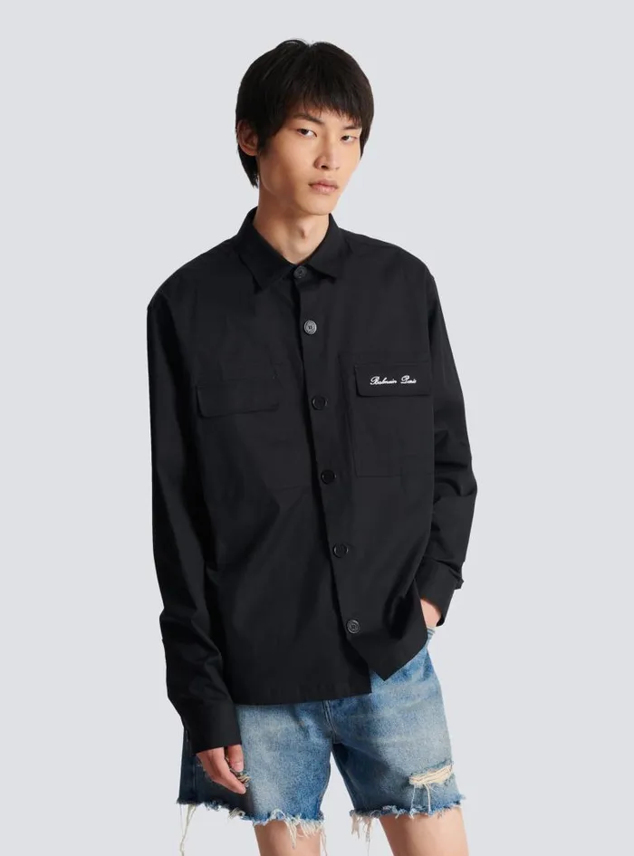 Balmain Shirts And Polos Men Signature Overshirt Black