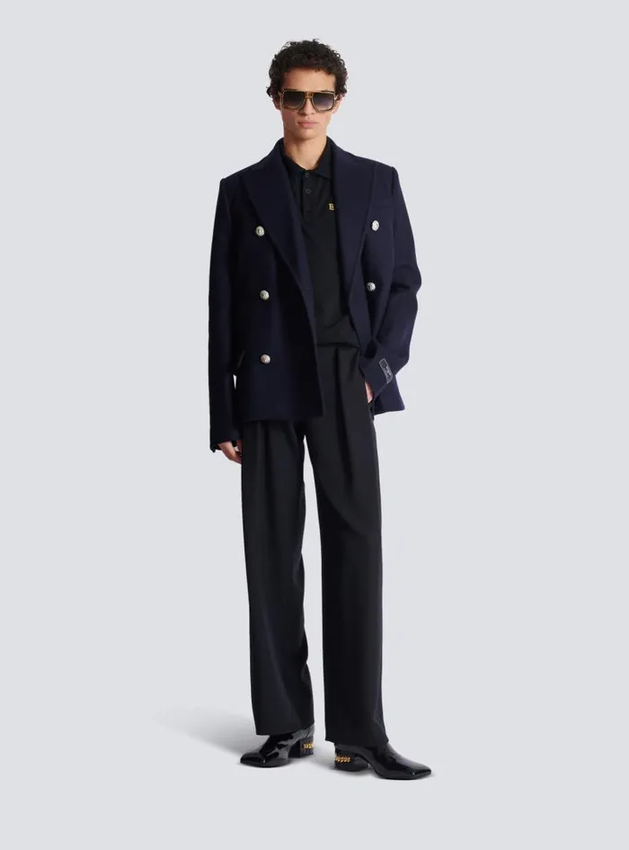 Balmain Shirts And Polos Men Vintage Embroidered Cotton Polo Shirt Black