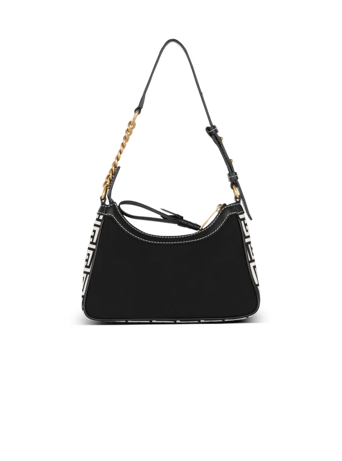Balmain Shoulder Bags Women BArmy Monogrammed Canvas And Smooth Leather Handbag Black