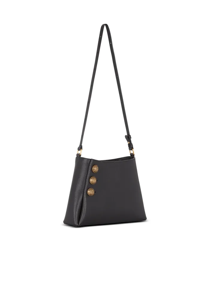 Balmain Shoulder Bags Women Emblme Handbag In Grained Leather Black