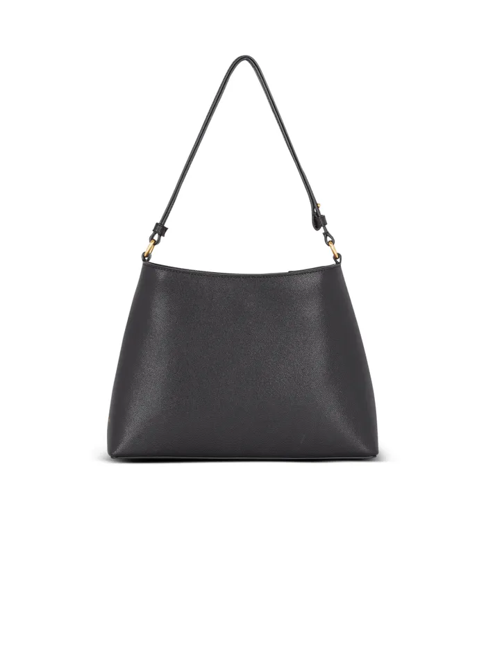 Balmain Shoulder Bags Women Emblme Handbag In Grained Leather Black