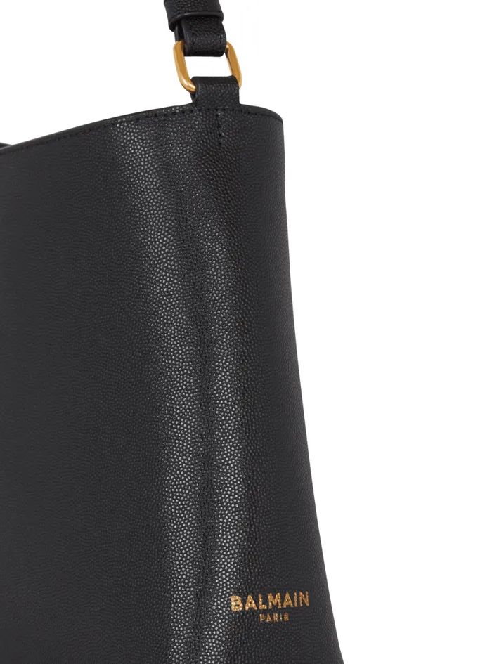 Balmain Shoulder Bags Women Emblme Handbag In Grained Leather Black