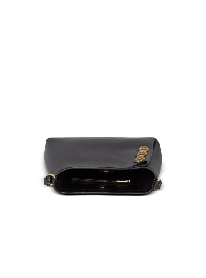 Balmain Shoulder Bags Women Emblme Handbag In Grained Leather Black