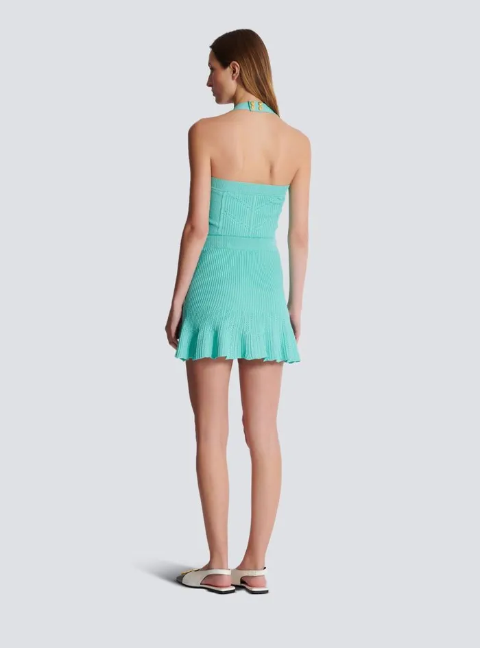 Balmain Skirts Women Knitted Skater Skirt Blue