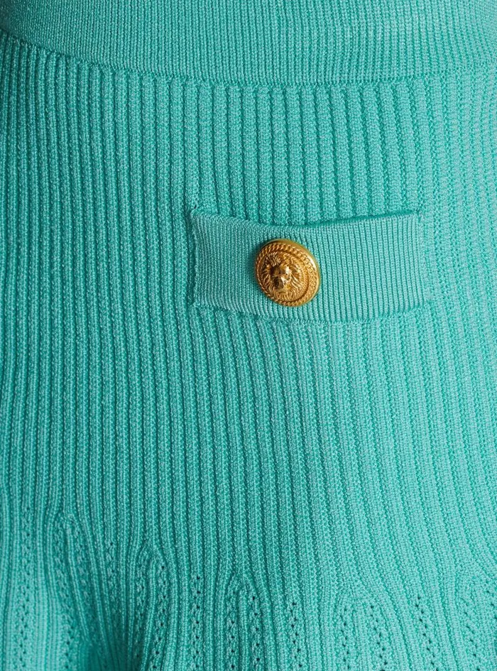 Balmain Skirts Women Knitted Skater Skirt Blue