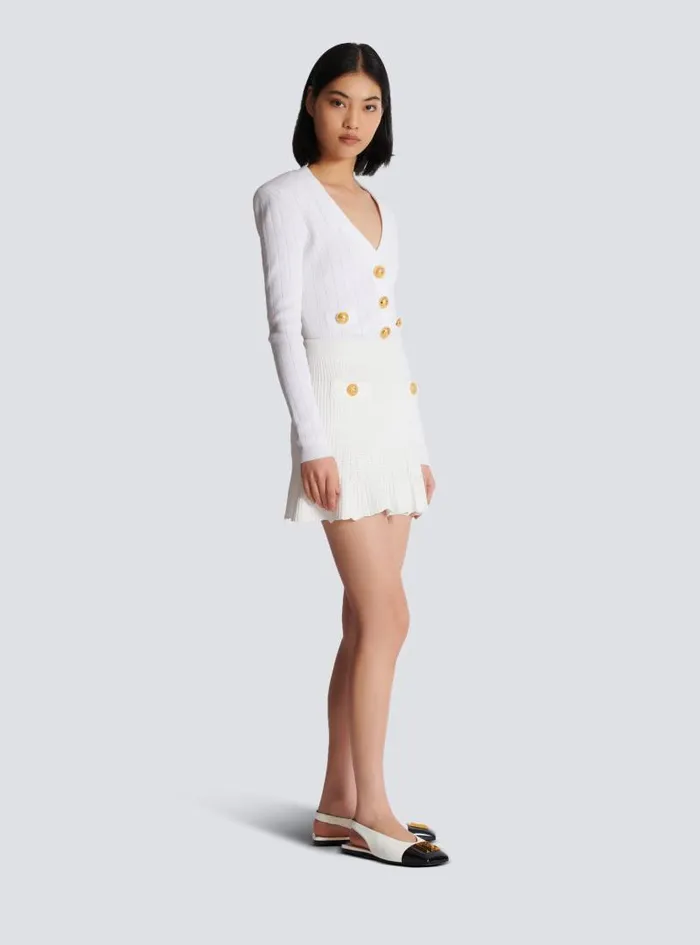 Balmain Skirts Women Knitted Skater Skirt White