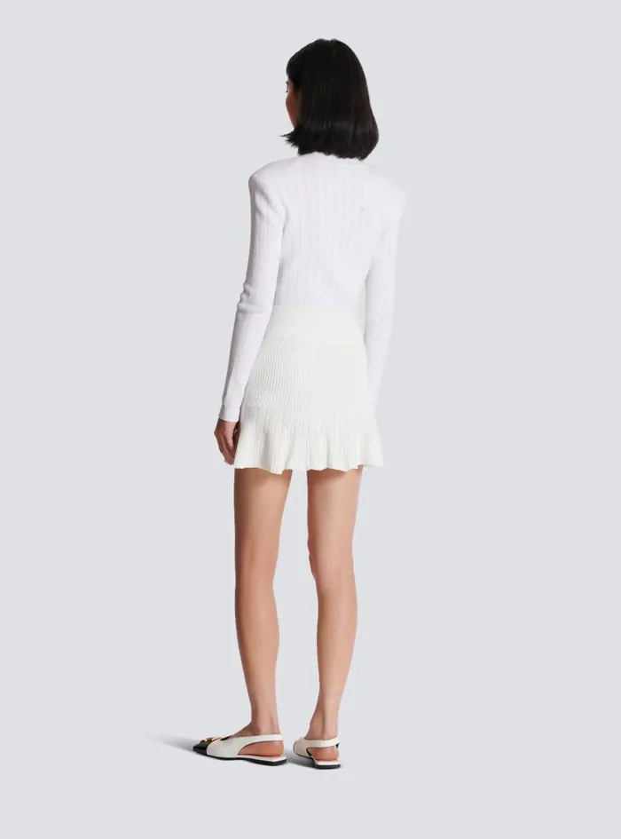 Balmain Skirts Women Knitted Skater Skirt White
