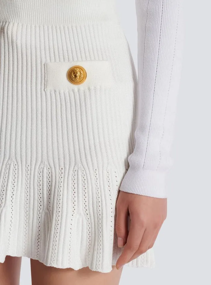 Balmain Skirts Women Knitted Skater Skirt White