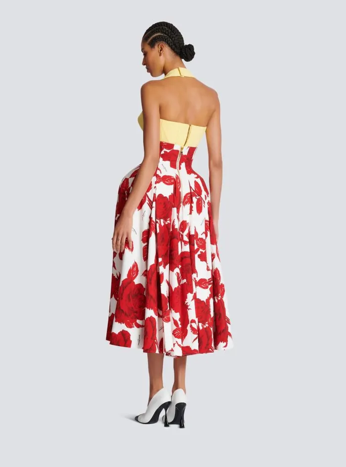 Balmain Skirts Women Long Pleated Crepe Tulip Skirt Red