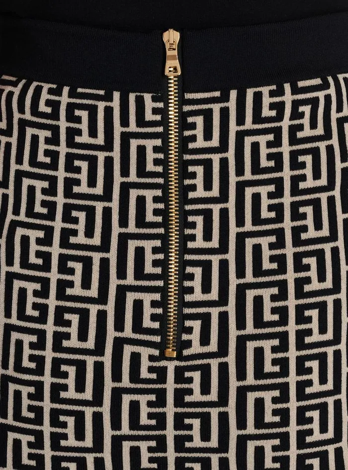 Balmain Skirts Women Monogrammed Knit Skirt Black