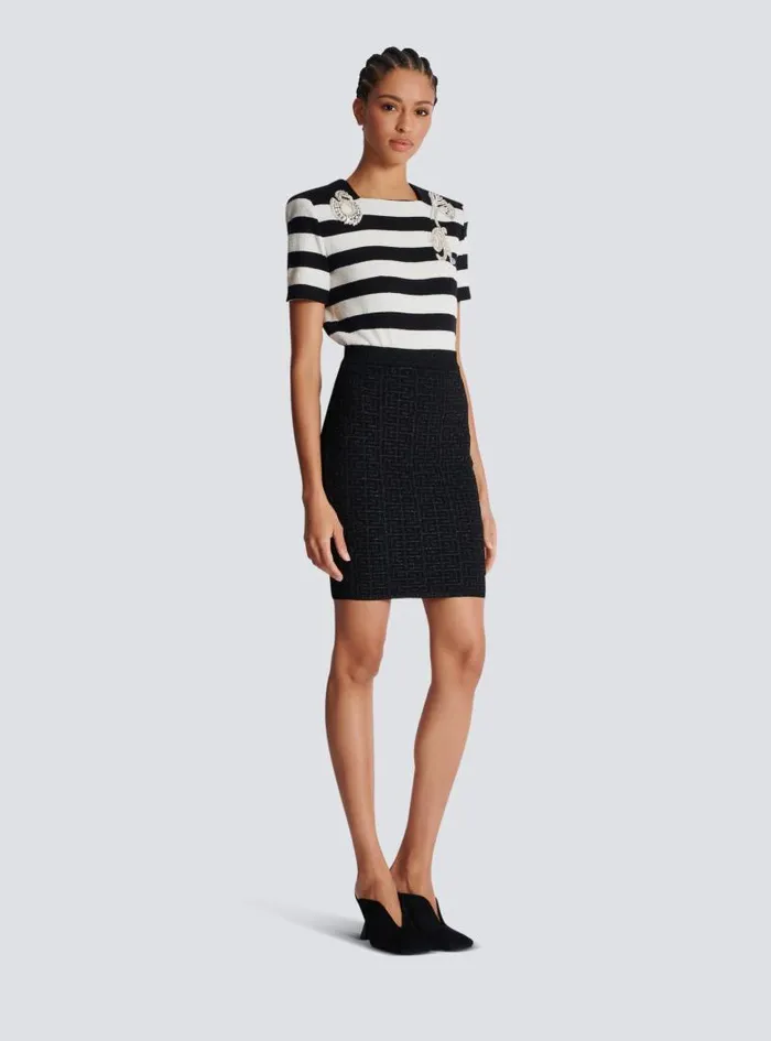 Balmain Skirts Women PB Labyrinth Knit Skirt Black