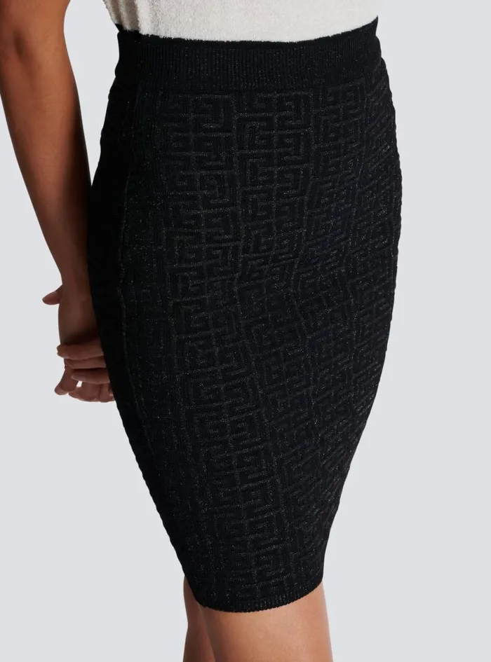 Balmain Skirts Women PB Labyrinth Knit Skirt Black