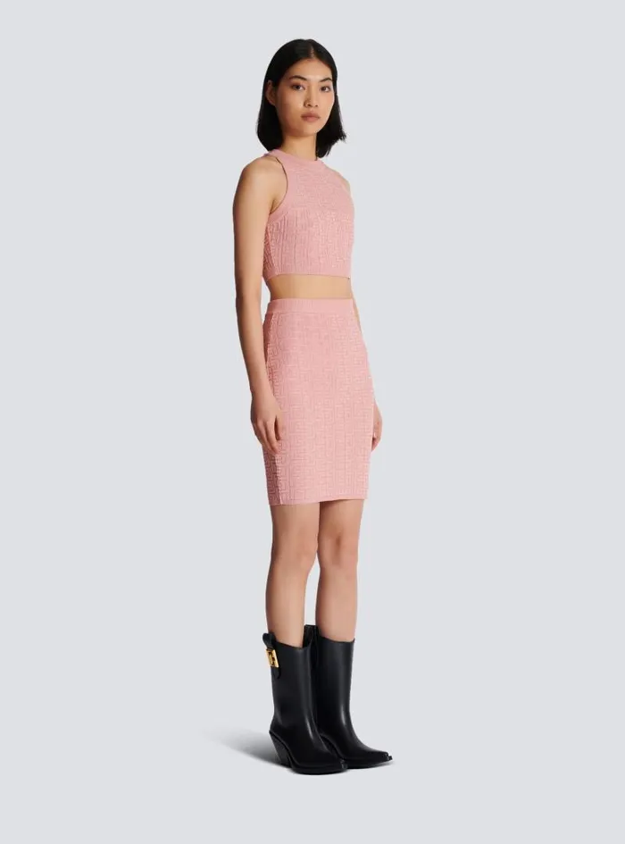 Balmain Skirts Women PB Labyrinth Knit Skirt Pink
