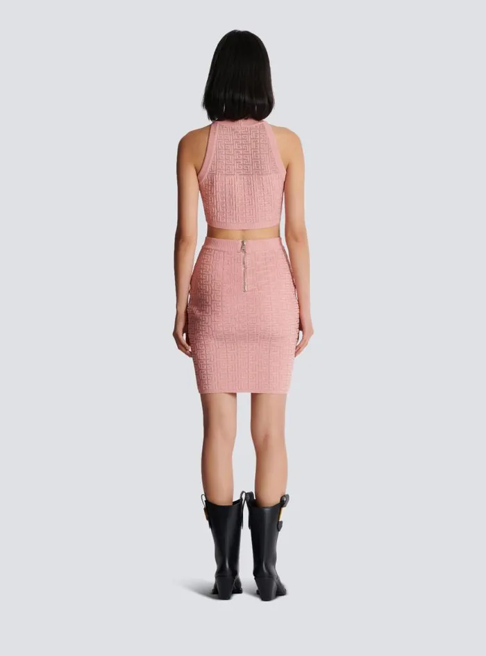 Balmain Skirts Women PB Labyrinth Knit Skirt Pink