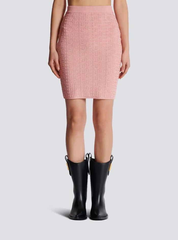 Balmain Skirts Women PB Labyrinth Knit Skirt Pink
