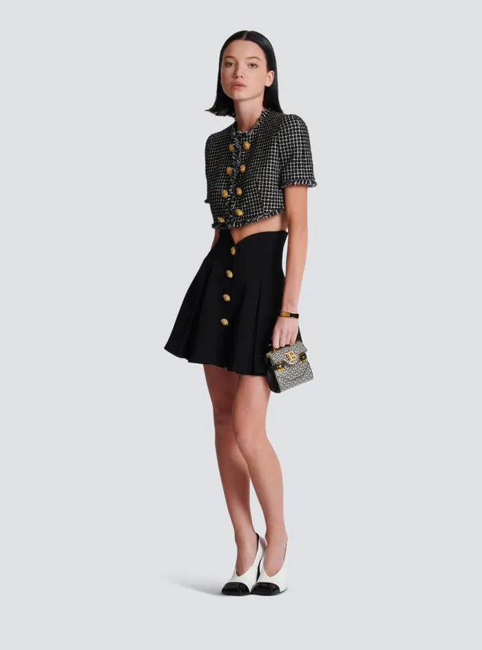 Balmain Skirts Women Pleated Crepe Tulip Skirt Black