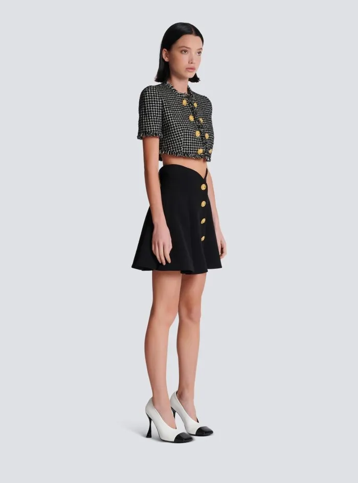 Balmain Skirts Women Pleated Crepe Tulip Skirt Black
