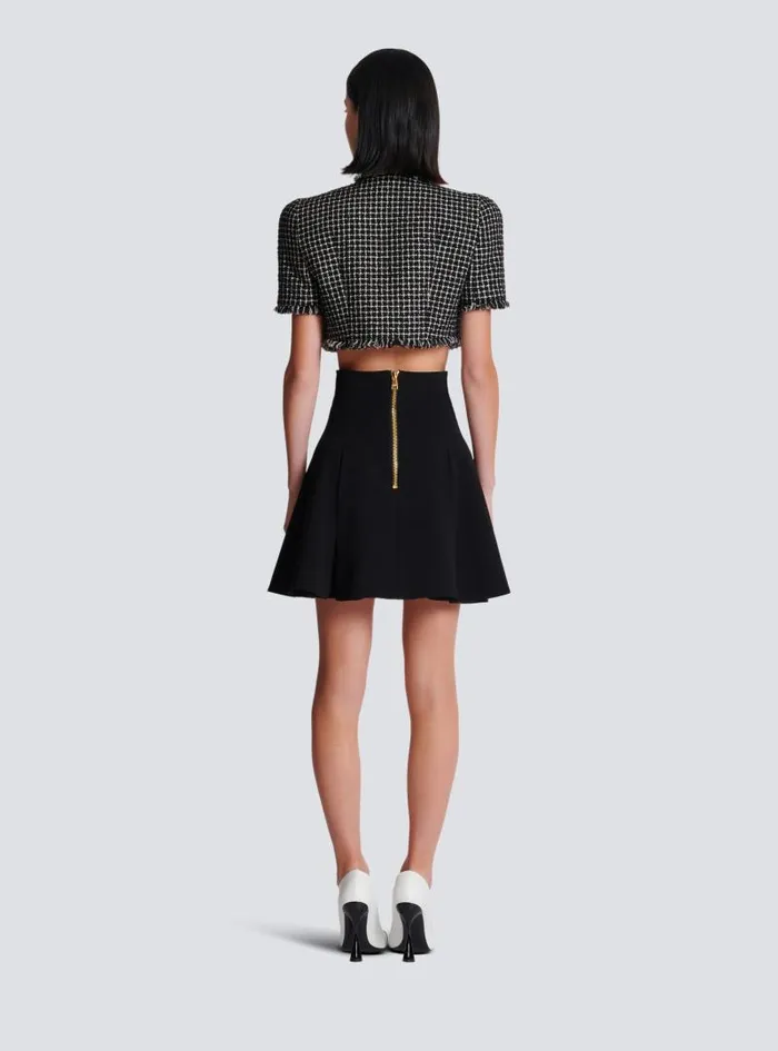 Balmain Skirts Women Pleated Crepe Tulip Skirt Black