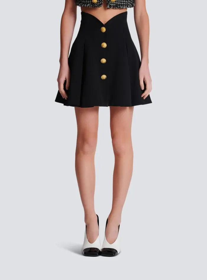 Balmain Skirts Women Pleated Crepe Tulip Skirt Black