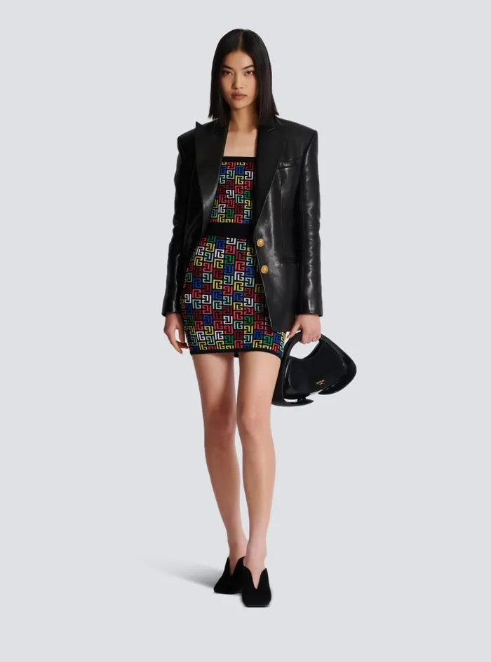 Balmain Skirts Women Pop Monogram Knit Skirt Multicolor