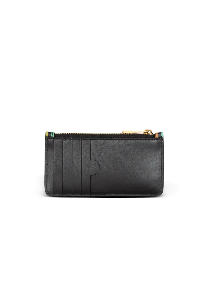 Balmain Small Leather Goods Men Multicoloured PB Labyrinth Calfskin Purse Black