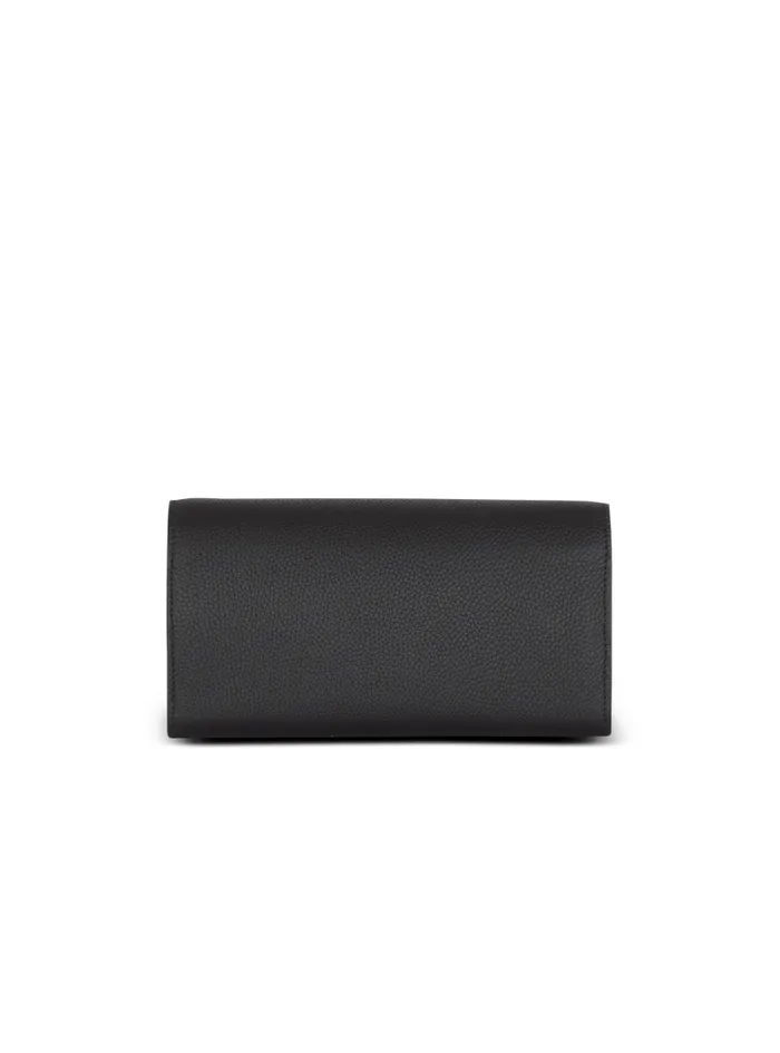 Balmain Small Leather Goods Women BBuzz Wallet On Chain In Grained Leather Black