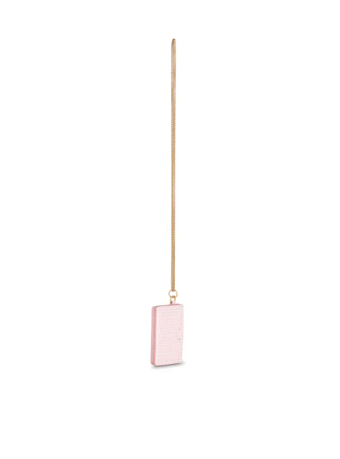 Balmain Small Leather Goods Women Embossed Calfskin Coin Card Holder Pink