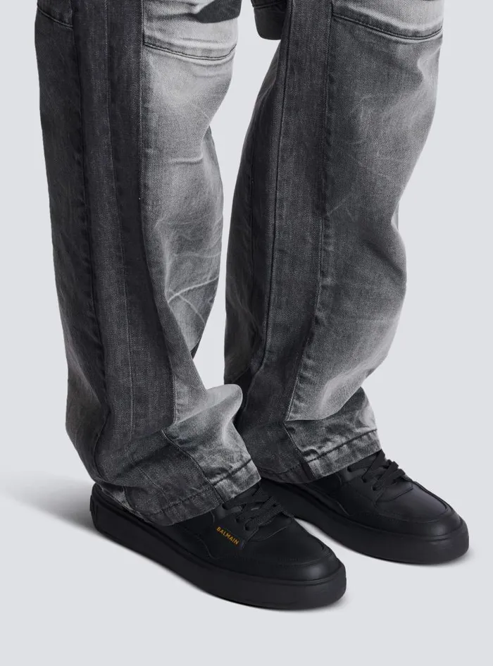 Balmain Sneakers Men BCourt Flip Trainers In Calfskin Black