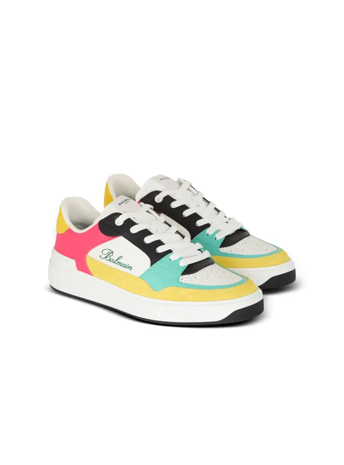 Balmain Sneakers Men BCourt Flip Trainers In Calfskin Multicolor