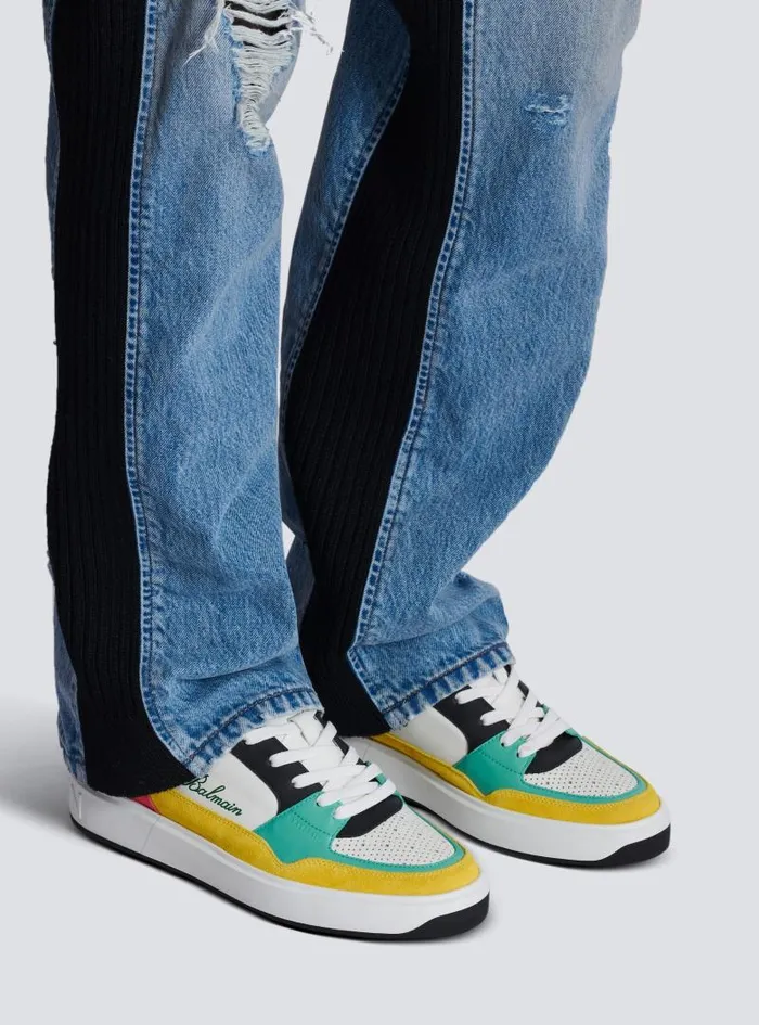 Balmain Sneakers Men BCourt Flip Trainers In Calfskin Multicolor