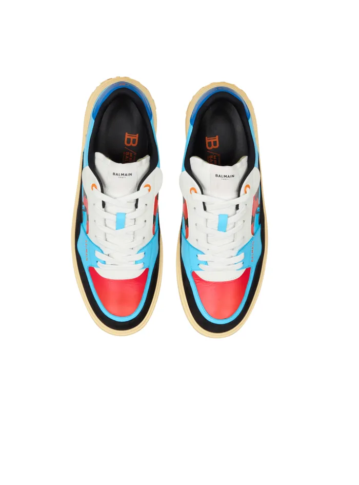 Balmain Sneakers Men Calfskin BCourt Flip Trainers With Prince Gyasi Print Multicolor