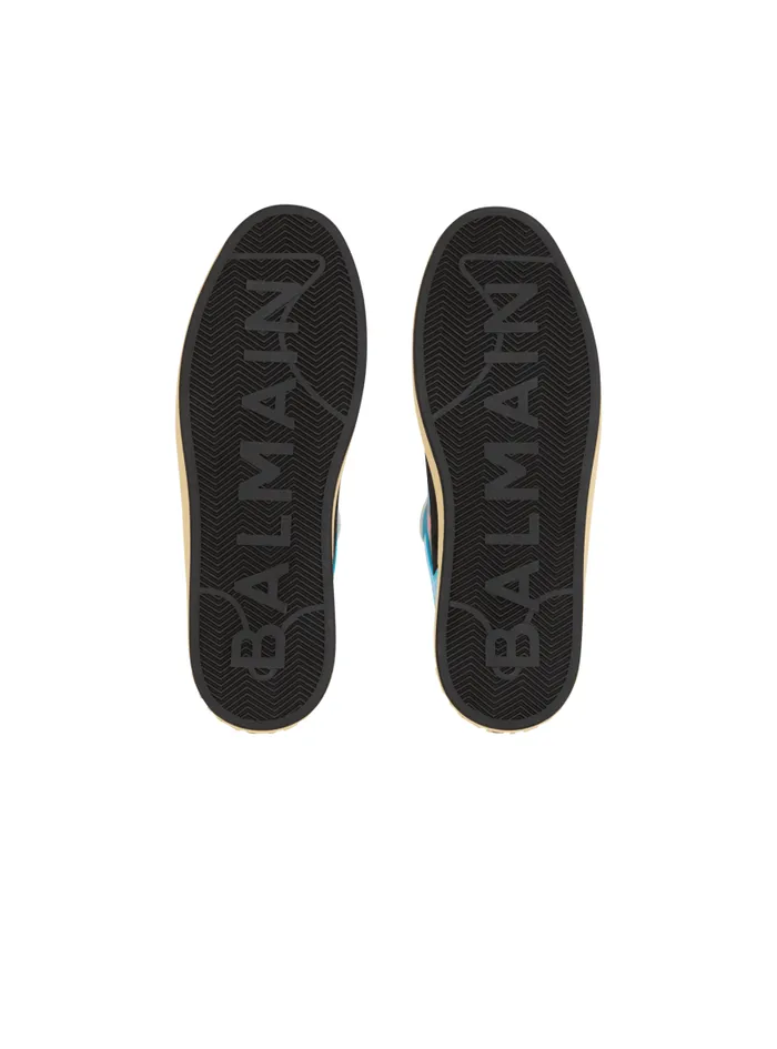 Balmain Sneakers Men Calfskin BCourt Flip Trainers With Prince Gyasi Print Multicolor