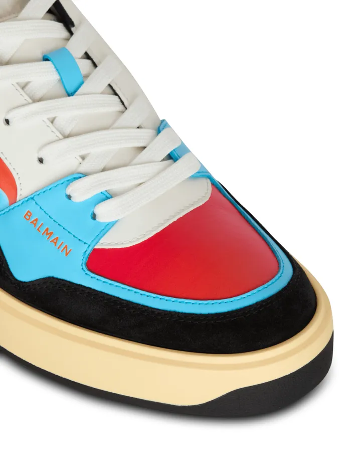 Balmain Sneakers Men Calfskin BCourt Flip Trainers With Prince Gyasi Print Multicolor