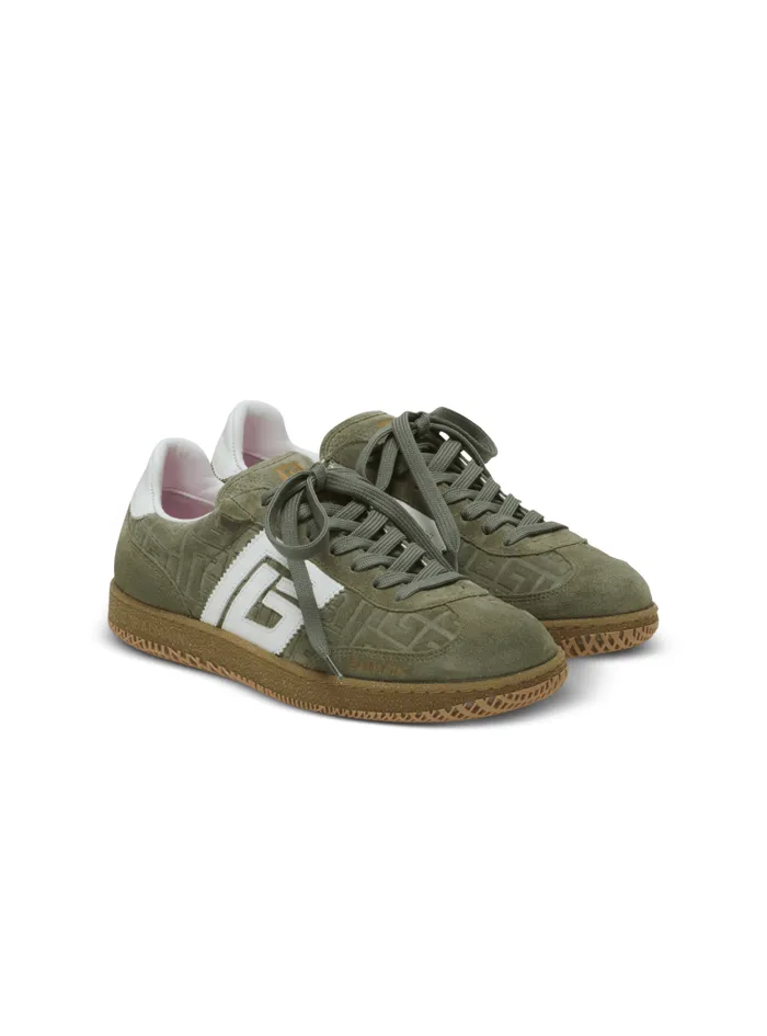 Balmain Sneakers Women Suede Swan Trainers Khaki