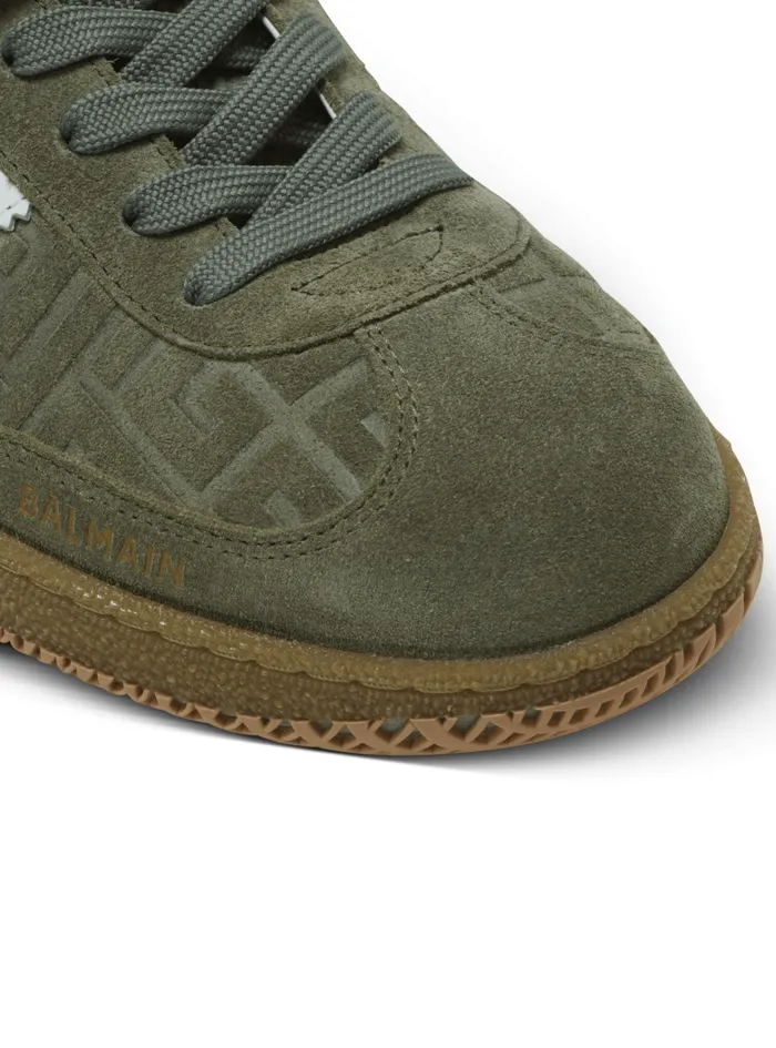 Balmain Sneakers Women Suede Swan Trainers Khaki