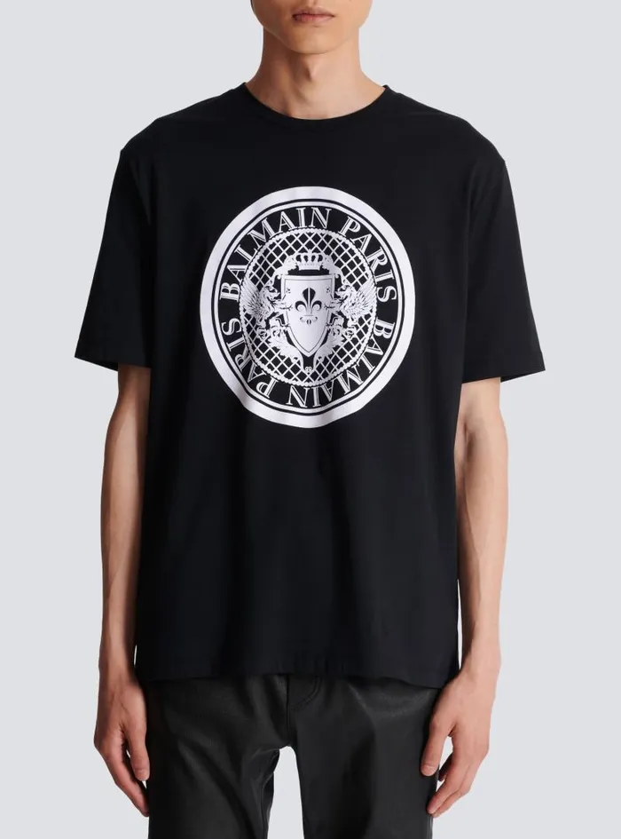 Balmain Sportswear Men Coin Tshirt Black