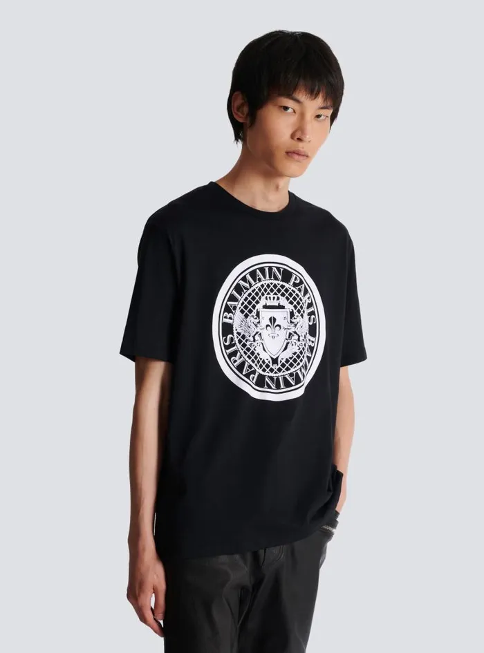 Balmain Sportswear Men Coin Tshirt Black