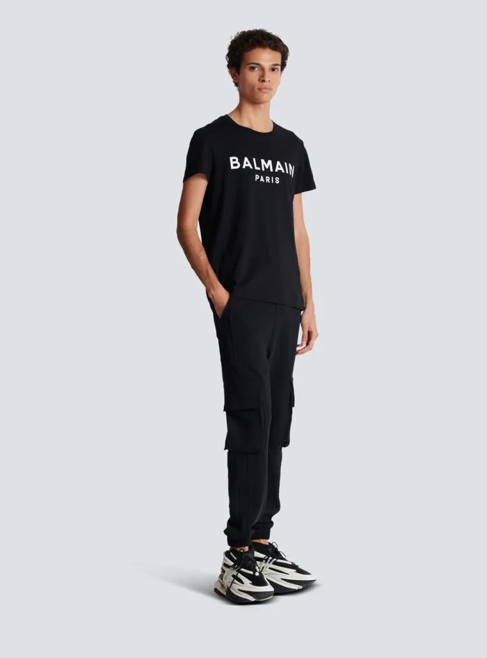 Balmain Sportswear Men Paris Tshirt Black
