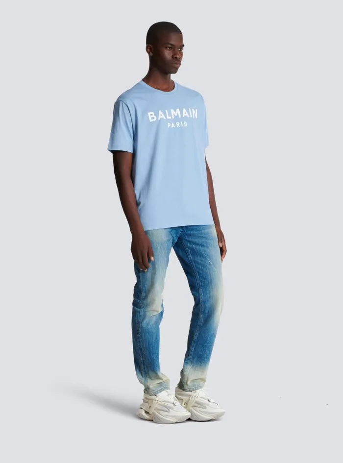 Balmain Sportswear Men Paris Tshirt Blue