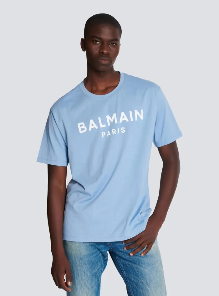 Balmain Sportswear Men Paris Tshirt Blue