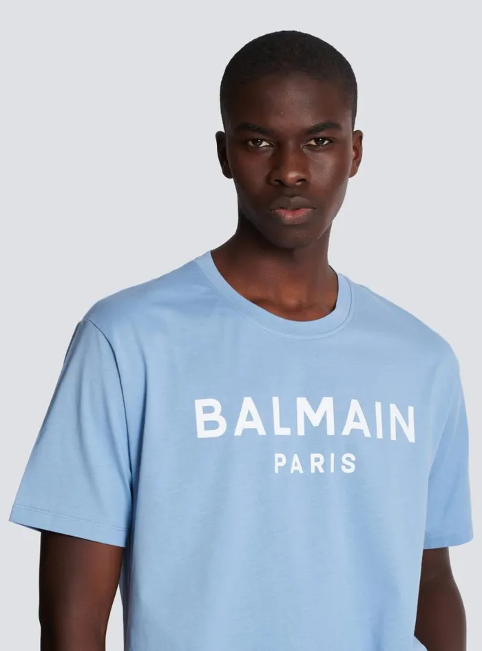 Balmain Sportswear Men Paris Tshirt Blue