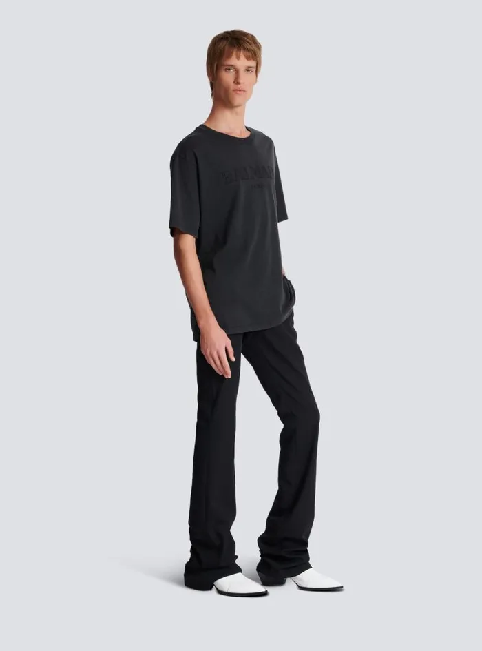 Balmain Sportswear Men Vintage Embroidered Tshirt Grey
