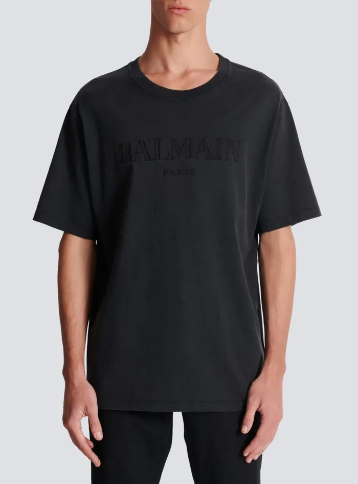 Balmain Sportswear Men Vintage Embroidered Tshirt Grey