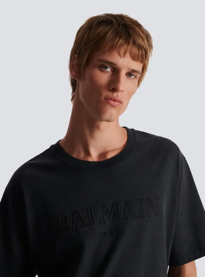 Balmain Sportswear Men Vintage Embroidered Tshirt Grey