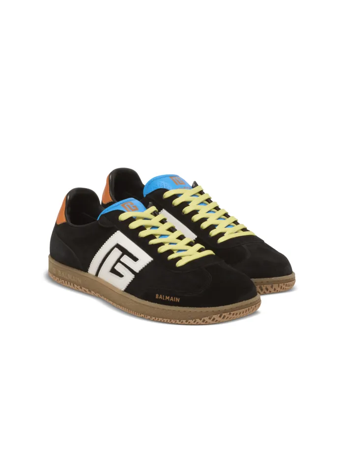 Balmain Swan Men Swan Sneakers In Calfskin And Suede Multicolor