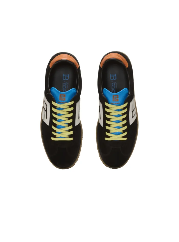 Balmain Swan Men Swan Sneakers In Calfskin And Suede Multicolor