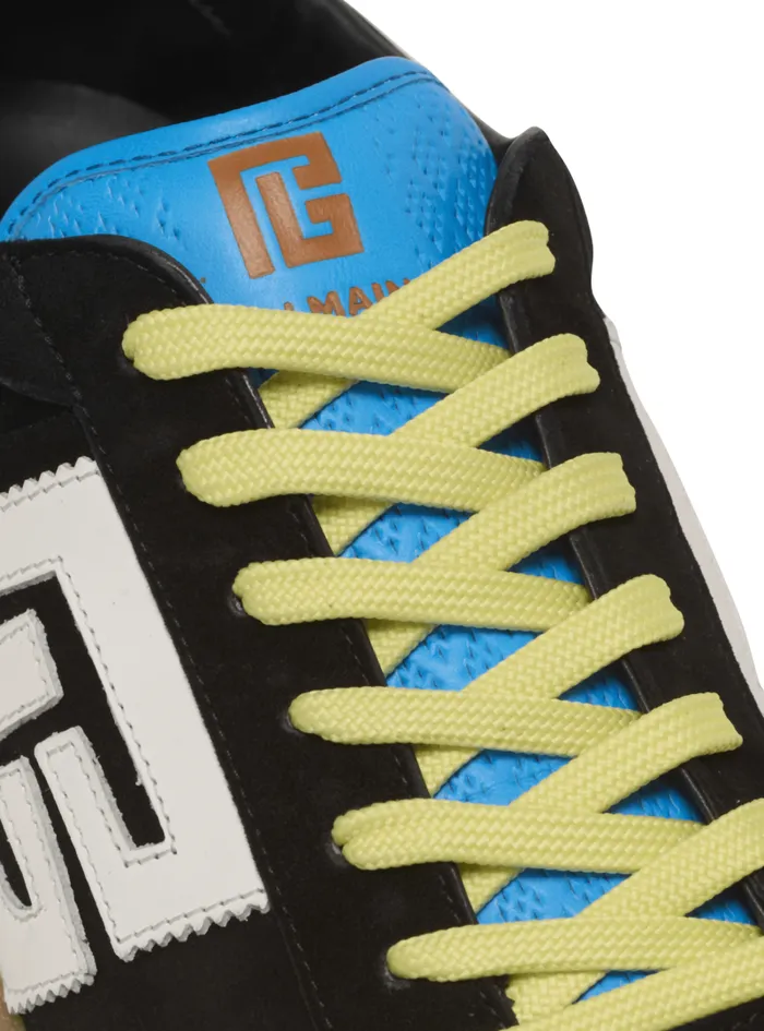 Balmain Swan Men Swan Sneakers In Calfskin And Suede Multicolor