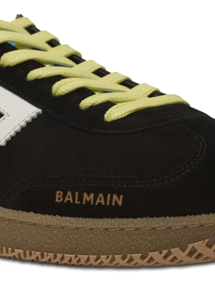 Balmain Swan Men Swan Sneakers In Calfskin And Suede Multicolor