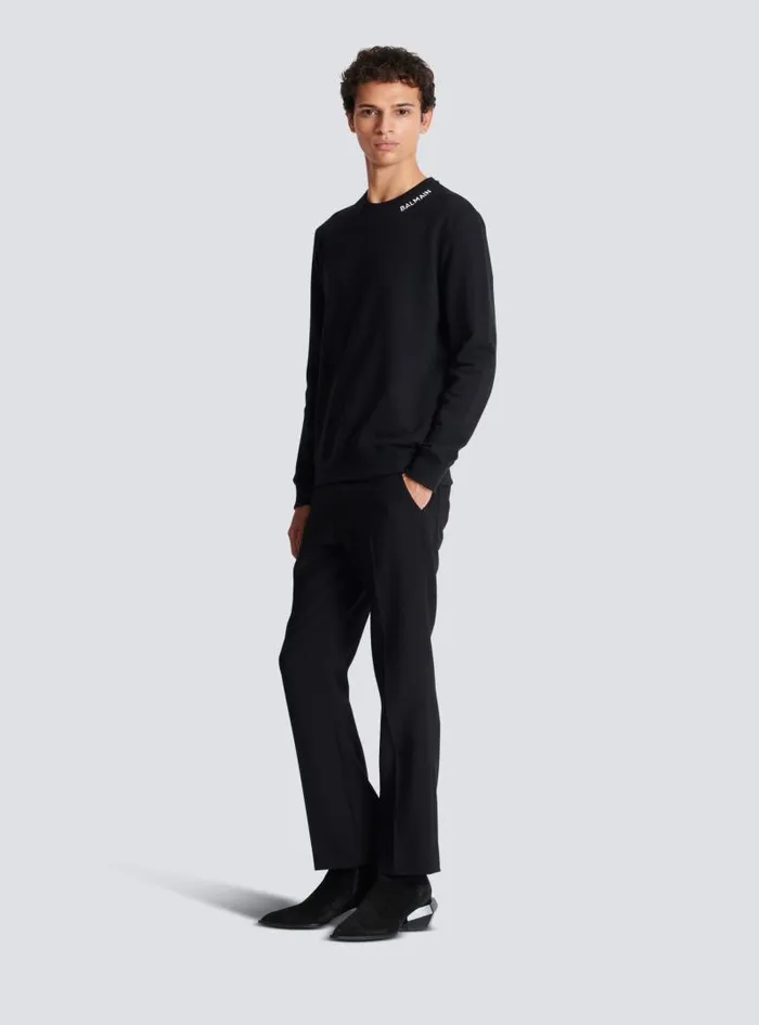 Balmain Sweatshirts Men Embroidered Sweater Black