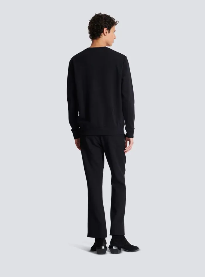 Balmain Sweatshirts Men Embroidered Sweater Black